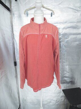 Browning Fleece Jacket Coral sz 2XL Full Zip Womens Outdoor Layer Buckmark Logo